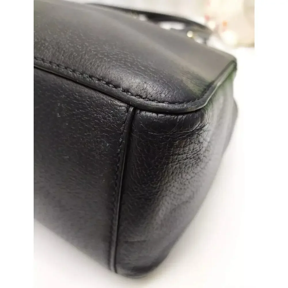 Kate Spade New York Black Leather Carryall Double Handles Zipper Satchel Bag